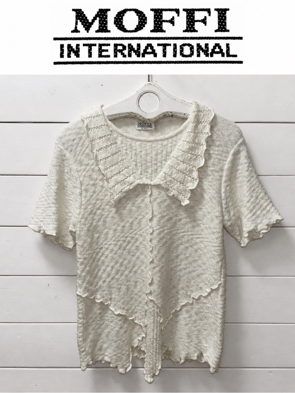 Moffi International Vintage Asymmetrical Ruffled Knit Top – Size Medium
